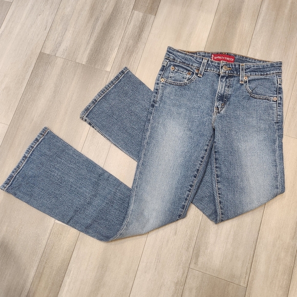 Levi's jeans women's W26 blue 518 Superlow Stretch boot cut flared wide leg boho - Picture 2 of 14